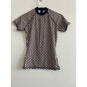 J. Crew Rash Guard Swim Tee Shirt Top Women S Brown Polka Dot Short Sleeve